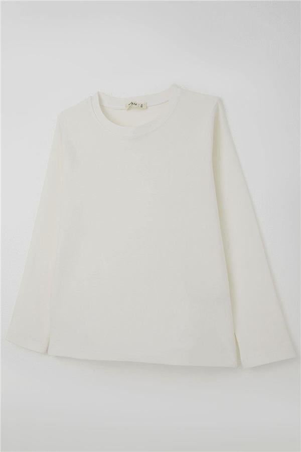 Boys' Long-Sleeve T-Shirt Basic, Off-White (Ages 9-14)