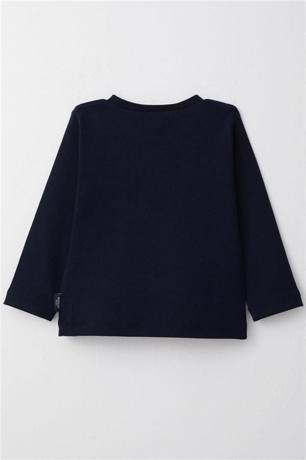 Boys' Long-Sleeve T-Shirt Basic Navy Blue (1-4 Years)
