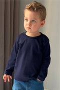 Boys' Long-Sleeve T-Shirt Basic Navy Blue (1-4 Years)
