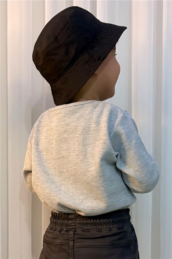 Boys' Long-Sleeve T-Shirt with Button Detail, Light Grey Melange (Ages 4-8)
