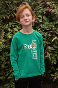Boys' Long-Sleeve T-Shirt with Text Print, Dark Green (Ages 6-12)