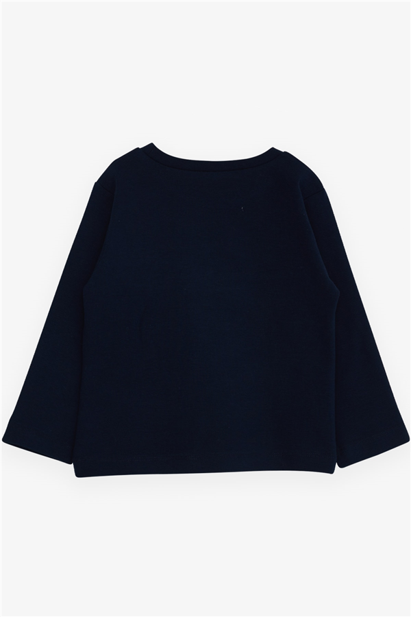 Baby Boy Long-Sleeve T-Shirt with Text Print, Navy Blue (1-1.5 Years)