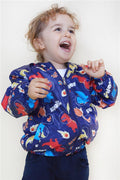 Baby Boy Raincoat with Roaring Dinosaurs Design, Navy Blue (1-2 Years)
