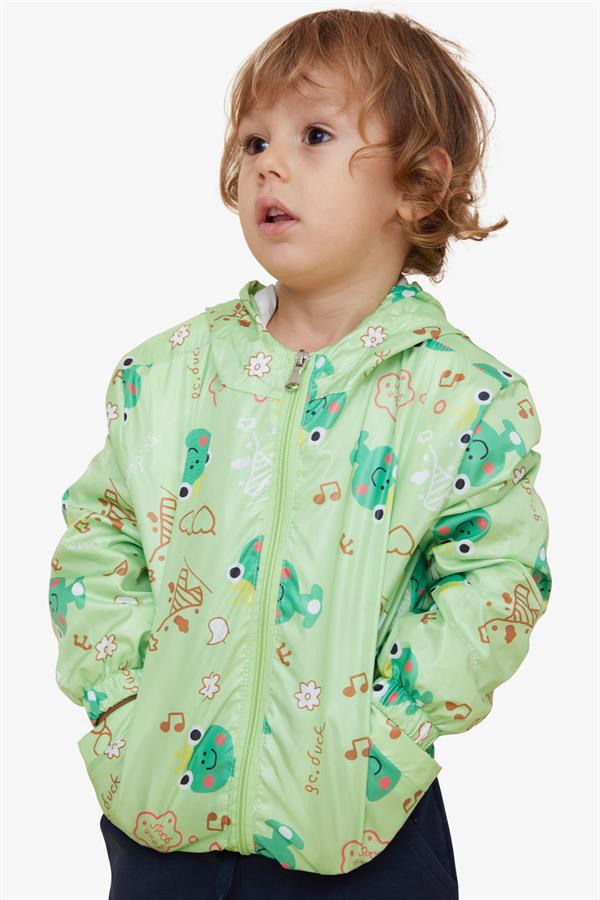 Boys' Raincoat with Prince and Frog Design, Pistachio Green (Ages 1-6)
