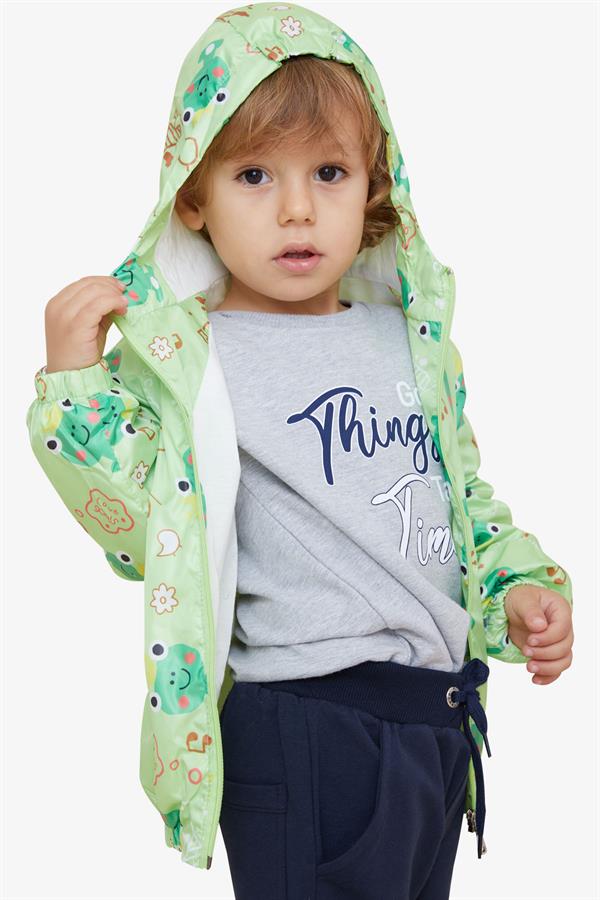 Boys' Raincoat with Prince and Frog Design, Pistachio Green (Ages 1-6)