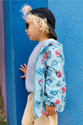 Boys' Raincoat with Colorful Scooter Pattern, Light Blue (Ages 1-6)