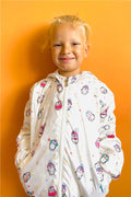 Boys' Raincoat with Cute Penguin Design, Christmas Theme, Off-White (Ages 1-5)