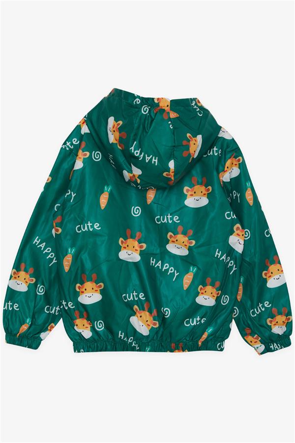 Baby Boy Raincoat, Cute Giraffe Pattern, Green (1 Year)