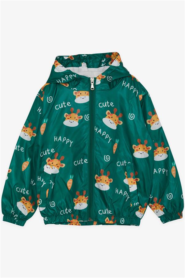 Baby Boy Raincoat, Cute Giraffe Pattern, Green (1 Year)