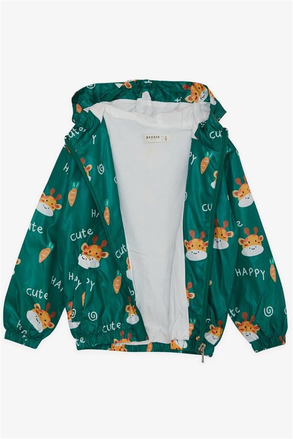 Baby Boy Raincoat, Cute Giraffe Pattern, Green (1 Year)