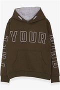 Boys' Printed Sweatshirt, Khaki Green (Ages 9-10)