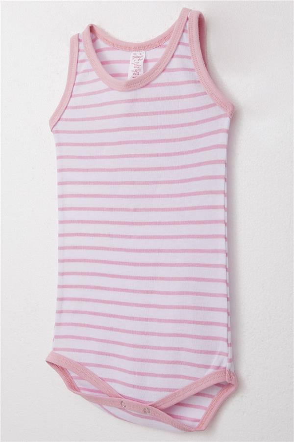Baby Girl's Striped Pink Bodysuit (9 Months-2 Years)