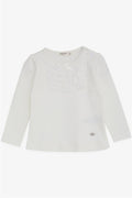 Baby Girl Blouse with Lace and Bow, Ecru (6 Months-2 Years)