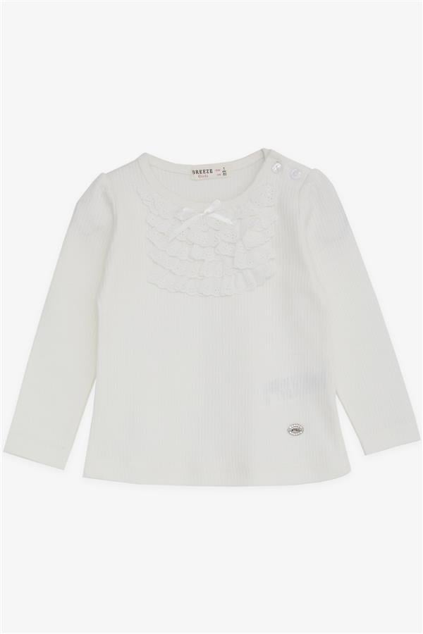 Baby Girl Blouse with Lace and Bow, Ecru (6 Months-2 Years)