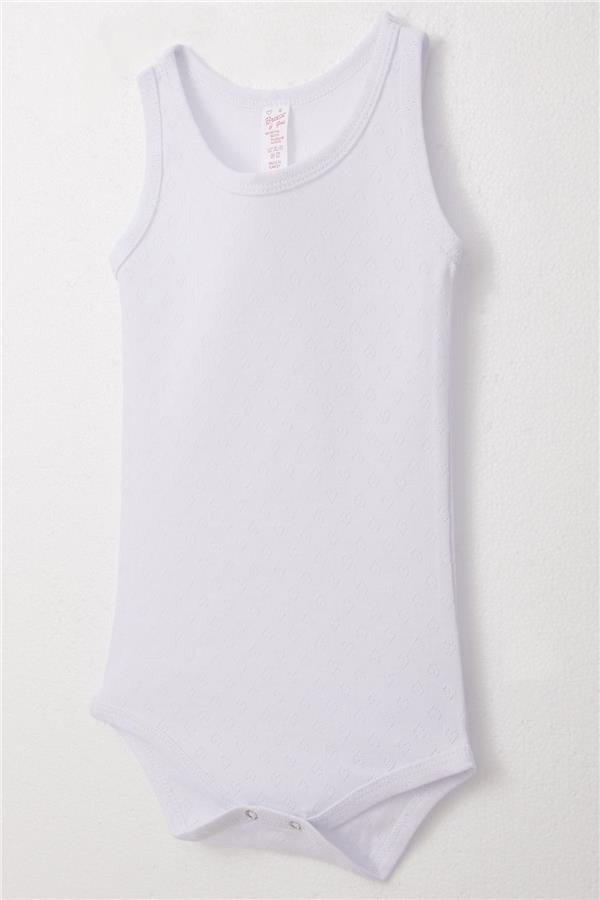 Baby Girl Snap-Button Bodysuit with Jacquard Heart Pattern, White (9 Months-3 Years)