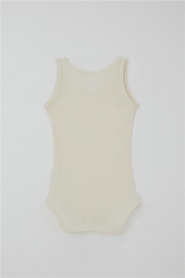 Baby Girl Snap-Button Bodysuit Jacquard Ecru (9 Months-1.5 Years)