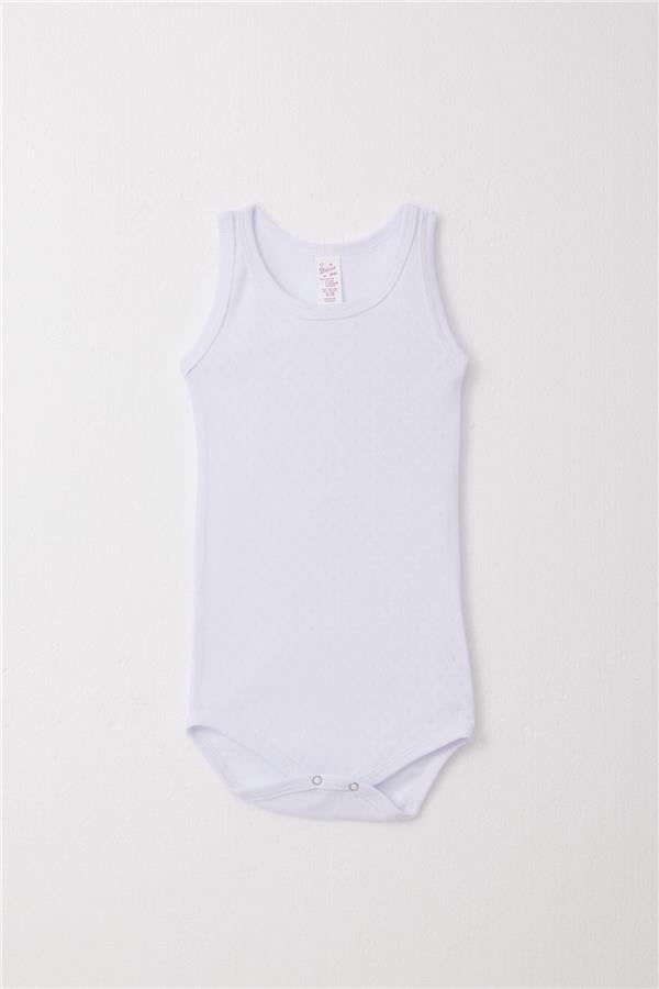Baby Girl Snap-Button Bodysuit Jacquard White (9 Months-3 Years)