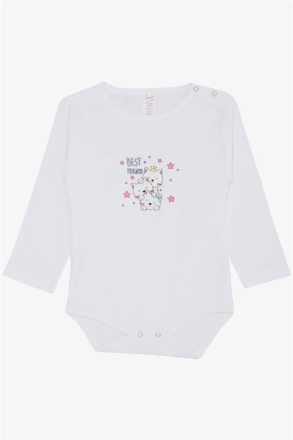 Baby Girl Snap-Button Bodysuit, Friendship Theme, Princess Kittens Print, White (9 Months-3 Years)