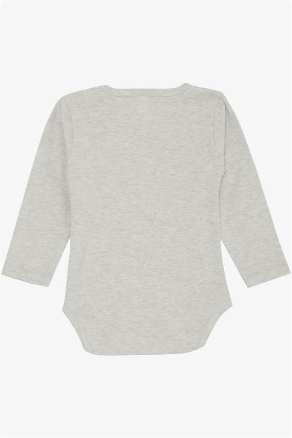 Baby Girl Snap-Button Bodysuit with Cute Baby Kitten Print, Light Grey Melange (9 Months-3 Years)