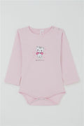 Baby Girl Snap-Button Bodysuit with Love Theme, Kitten Print, Pink (9 Months-3 Years)