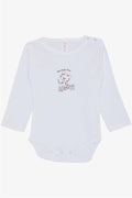 Baby Girl Snap-Button Bodysuit with Cute Kitten Print, White (9 Months-3 Years)