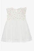 Baby Girl Dress with Flowers, Tulle and Ruffles, Ecru (9 Months - 1.5 Years)