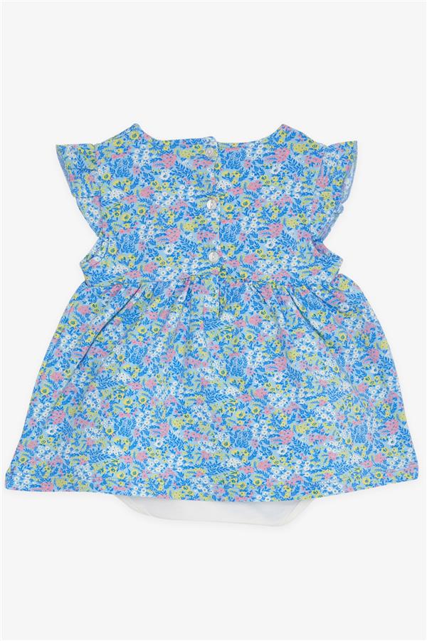 Baby Girl's Bodysuit with Floral Pattern and Bow, Blue (9 Months-3 Years)