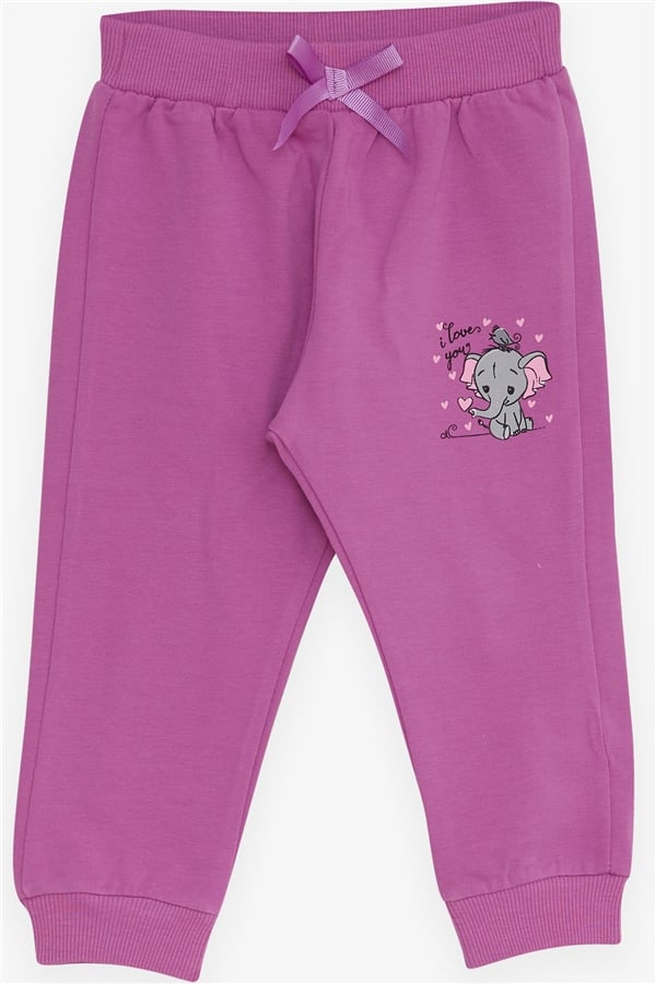 Baby Girl Sweatpants with Elephant Print, Purple (6 Months-1.5 Years)