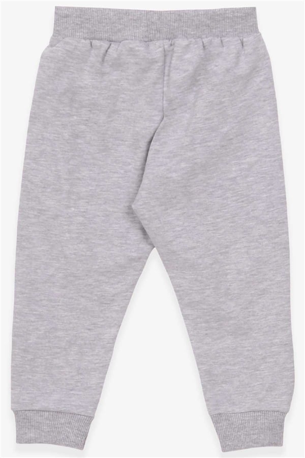 Baby Girl Sweatpants with Cat Print, Light Grey Melange (6 Months-1 Years)