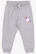Baby Girl Sweatpants with Cat Print, Light Grey Melange (6 Months-1 Years)