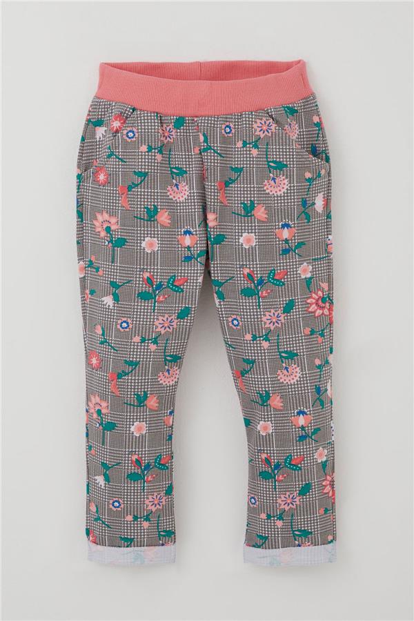 Baby Girl Tracksuit Set Plaid Pattern Flower Garden Mink (9 Months-3 Years)