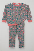 Baby Girl Tracksuit Set Plaid Pattern Flower Garden Mink (9 Months-3 Years)
