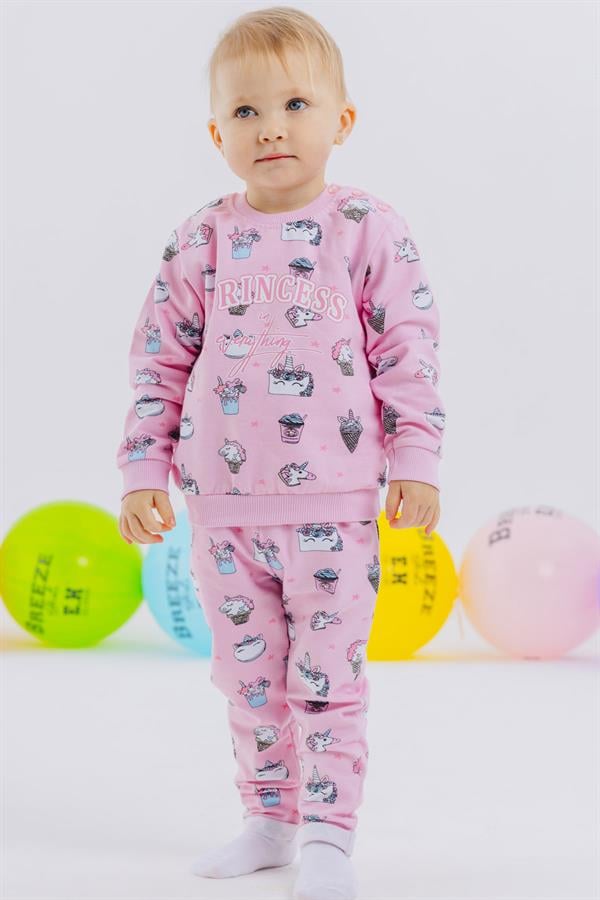 Baby Girl Tracksuit Set Princess Dinosaur Pattern Pink (9 Months-3 Years)