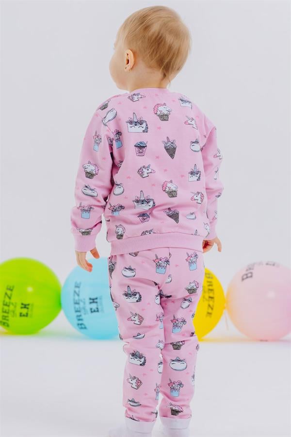 Baby Girl Tracksuit Set Princess Dinosaur Pattern Pink (9 Months-3 Years)