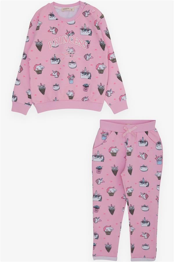 Baby Girl Tracksuit Set Princess Dinosaur Pattern Pink (9 Months-3 Years)