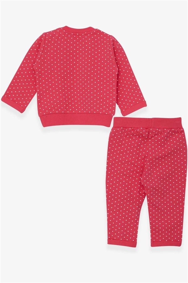 Baby Girl Tracksuit Set with Polka Dot and Glitter Print, Coral (6 Months - 1.5 Years)