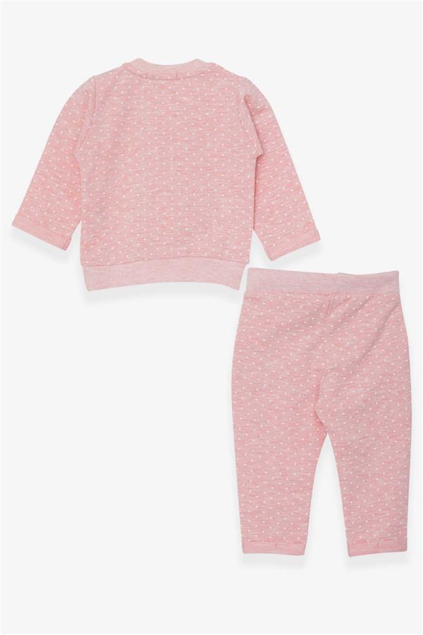 Baby Girl Tracksuit Set, Polka Dot, Glitter Print, Salmon Melange (6 Months-2 Years)