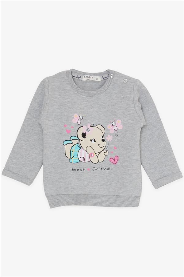 Baby Girl Tracksuit Set Cute Animal Friends Light Grey Melange (4 Months-1.5 Years)