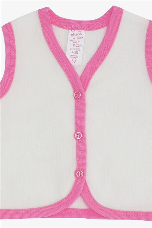 Baby Girl Velvet Vest with Buttons, White (0-9 Months)