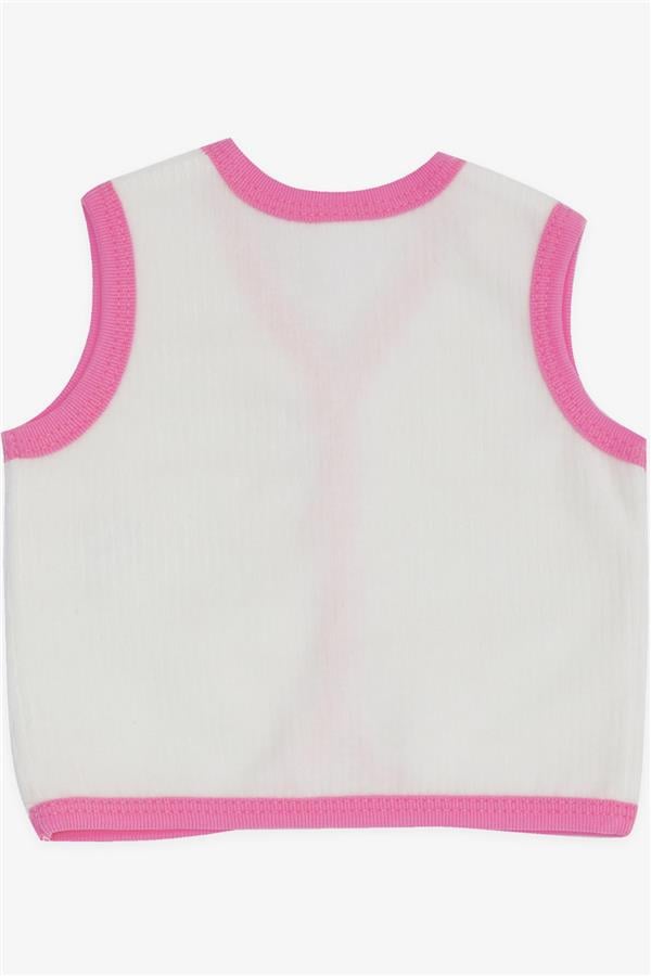Baby Girl Velvet Vest with Buttons, White (0-9 Months)