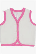 Baby Girl Velvet Vest with Buttons, White (0-9 Months)