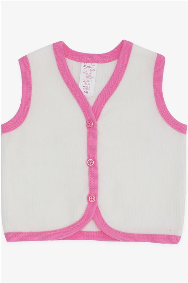 Baby Girl Velvet Vest with Buttons, White (0-9 Months)