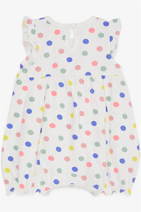 Baby Girl Short Romper with Polka Dot and Bow, Ecru (4 Months-1.5 Years)