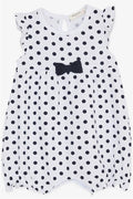 Baby Girl Short Romper with Polka Dot and Bow, White (4 Months-1.5 Years)