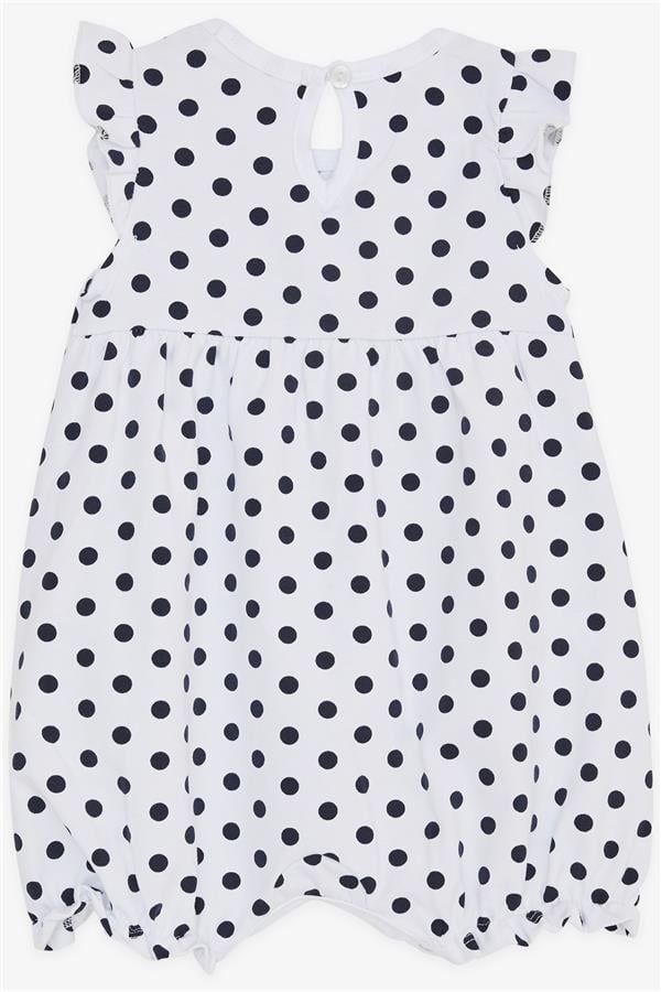 Baby Girl Short Romper with Polka Dot and Bow, White (4 Months-1.5 Years)