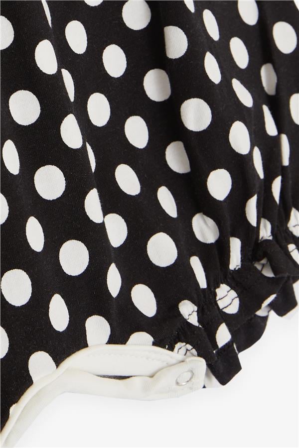 Baby Girl Short Romper with Polka Dot and Bow, Black (4 Months-1.5 Years)