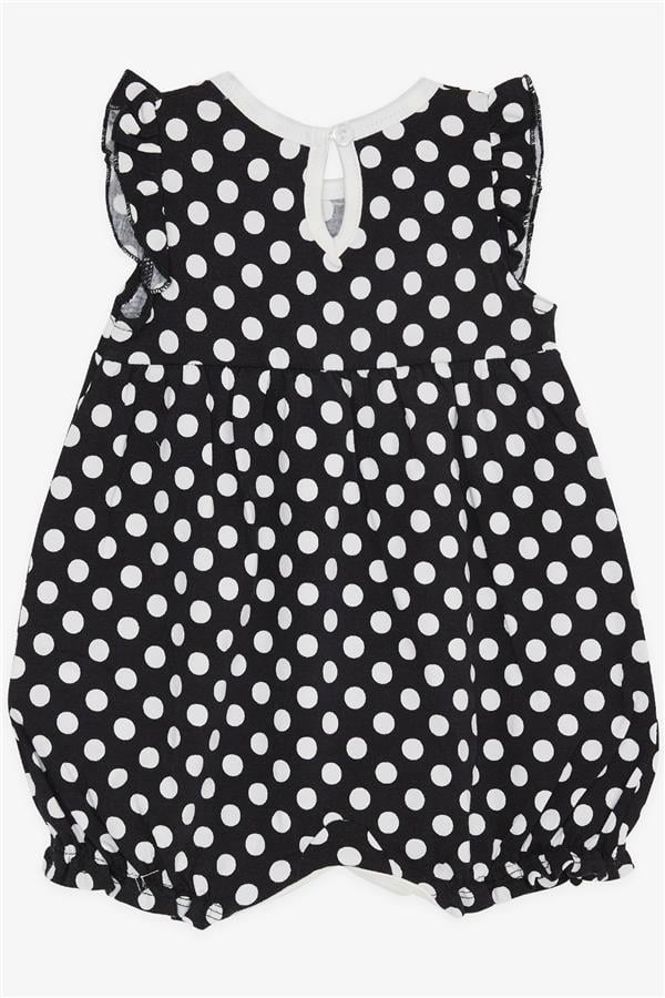 Baby Girl Short Romper with Polka Dot and Bow, Black (4 Months-1.5 Years)