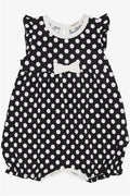 Baby Girl Short Romper with Polka Dot and Bow, Black (4 Months-1.5 Years)