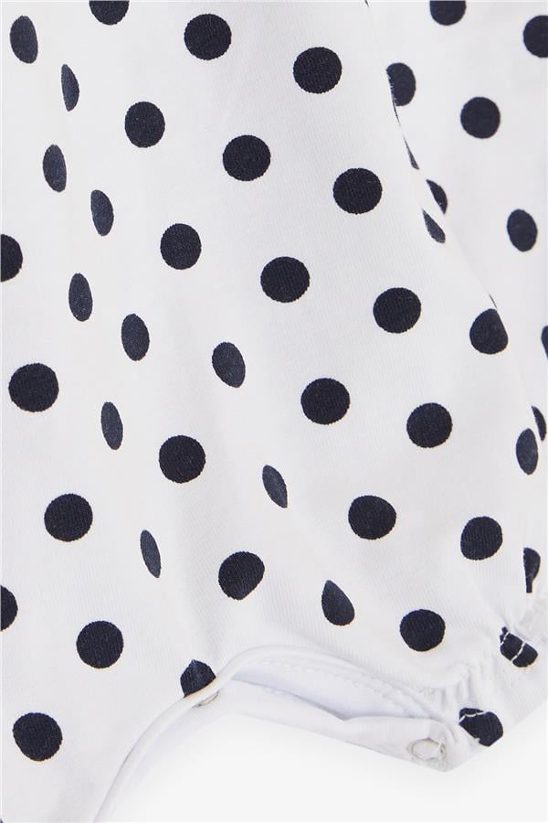 Baby Girl Short Romper with Polka Dot and Bow, White (4 Months-1.5 Years)