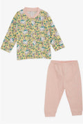 Baby Girl Pajama Set with Floral Pattern and Bunny Print, Yellow (4-9 Months)
